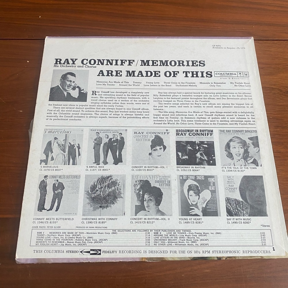 Ray Conniff “Memories Are Made Of This” Vinyl - Picture 2 of 2